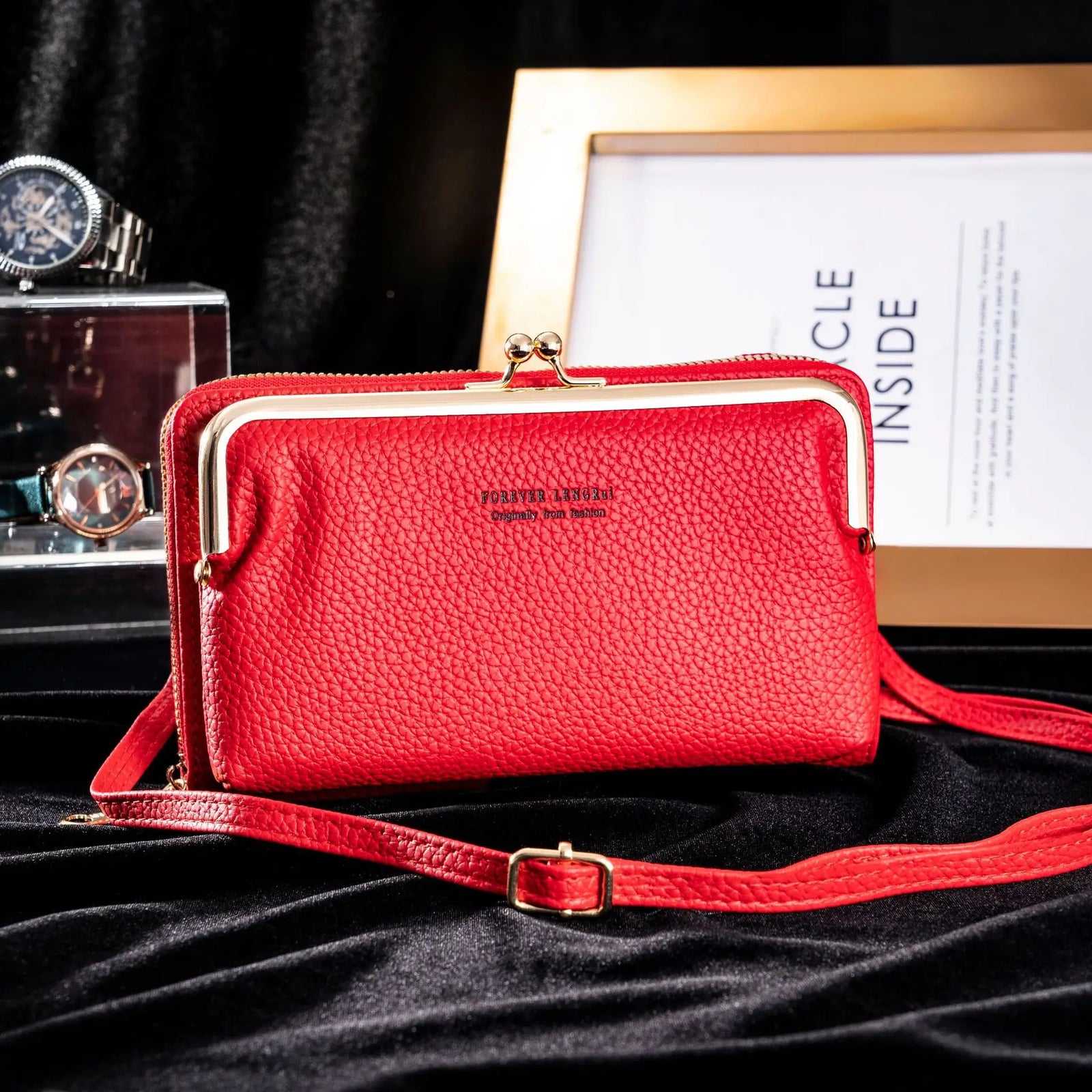 Dame Multifunktionel Taske Krydsformet Lukning PU-Læder 2