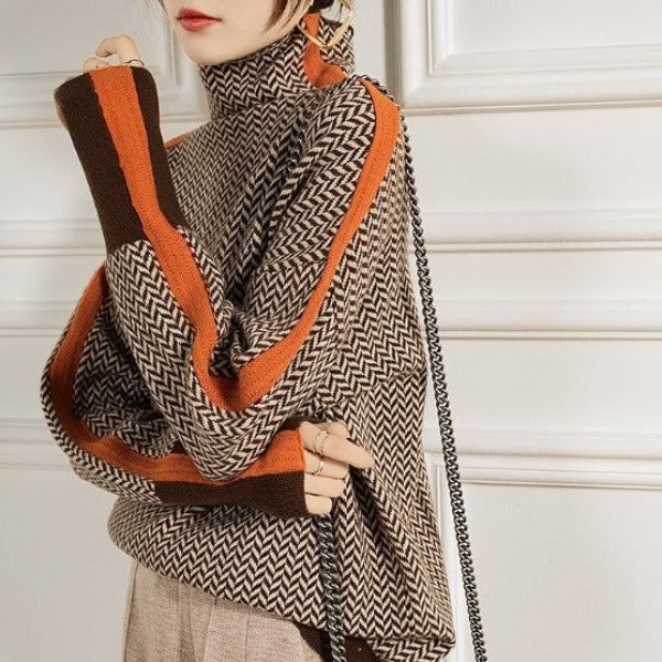 Kvinders Strikket Sweater Stribet Akryl