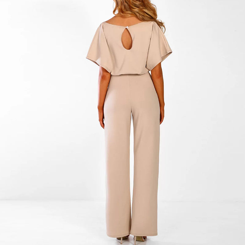 Dame Jumpsuit Elegant Flatterende Polyester med Lace-Up Talje-2