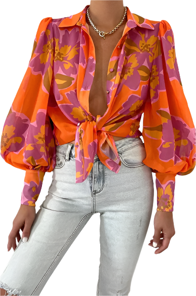 Skjortebluse Dame Elegant Stretch Materiale Komfortabel Pasform-1