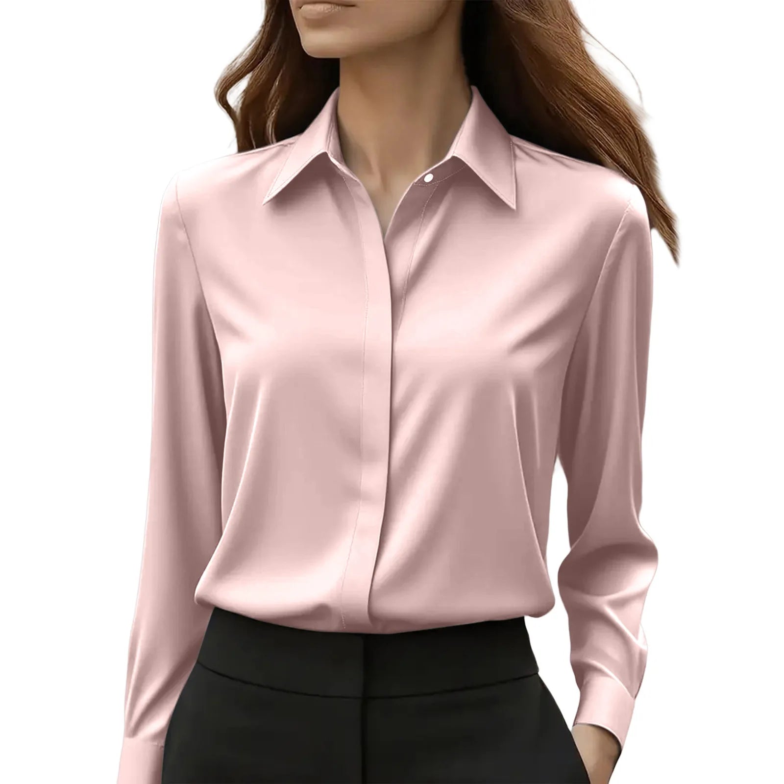 Skjortebluse Dame Langærmet Med Knapper Casual 10