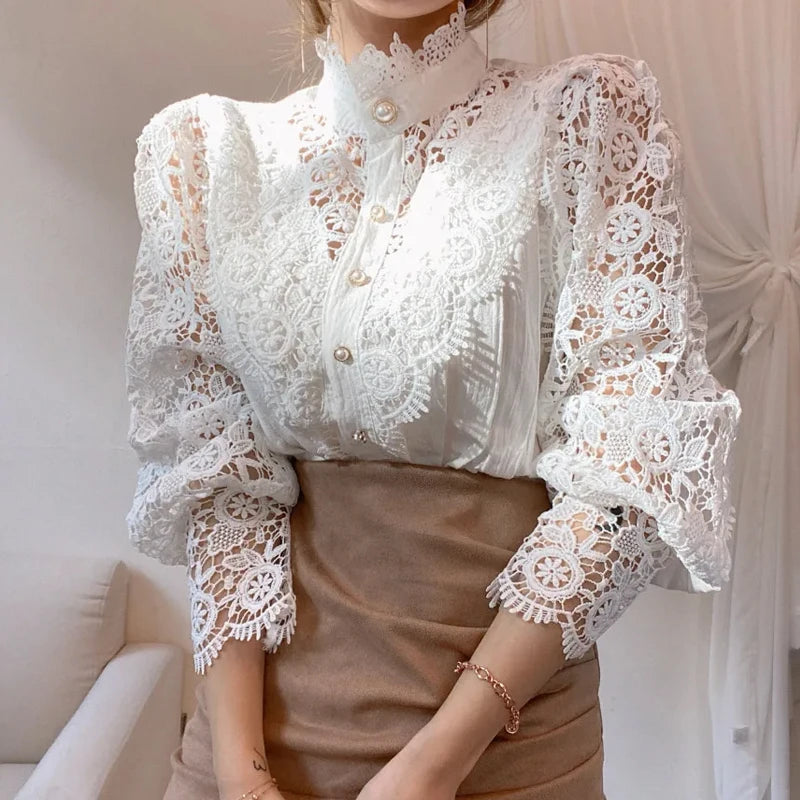 Skjortebluse Dame med Krave og Lange Ærmer, Stilfuld og Komfortabel Design 2