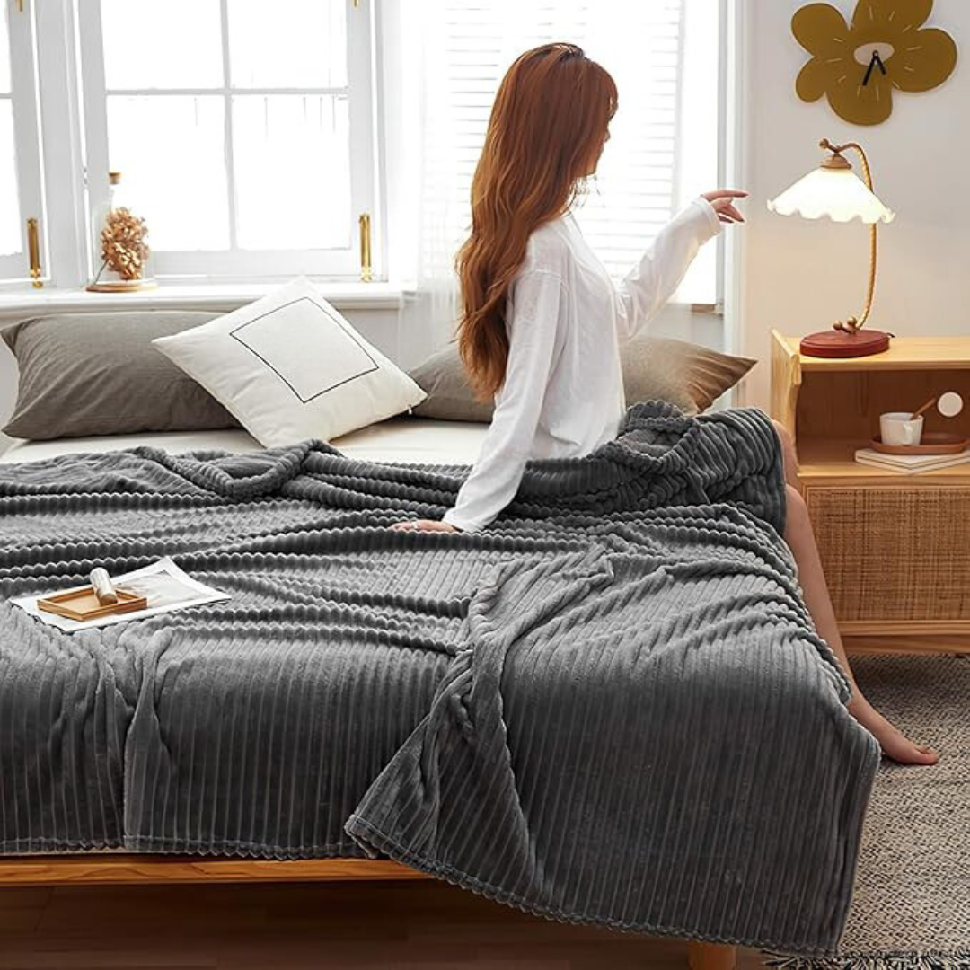 Stribet flannel-tæppe