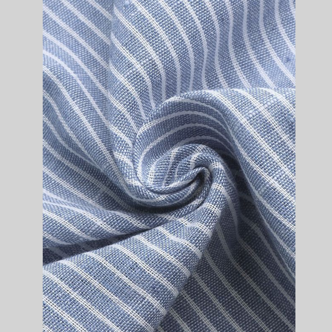 Herre Skjorte Stribet Bomuldsblanding med Stående Krave