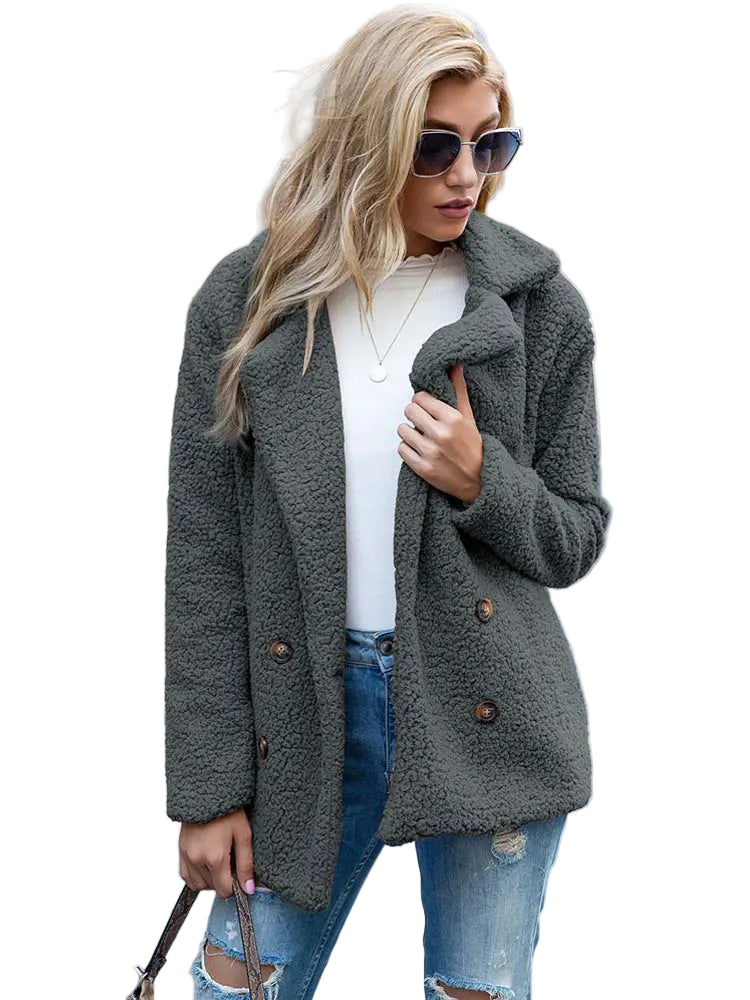 Varm Vinterjakke Dame Elegant Faux Fur 0