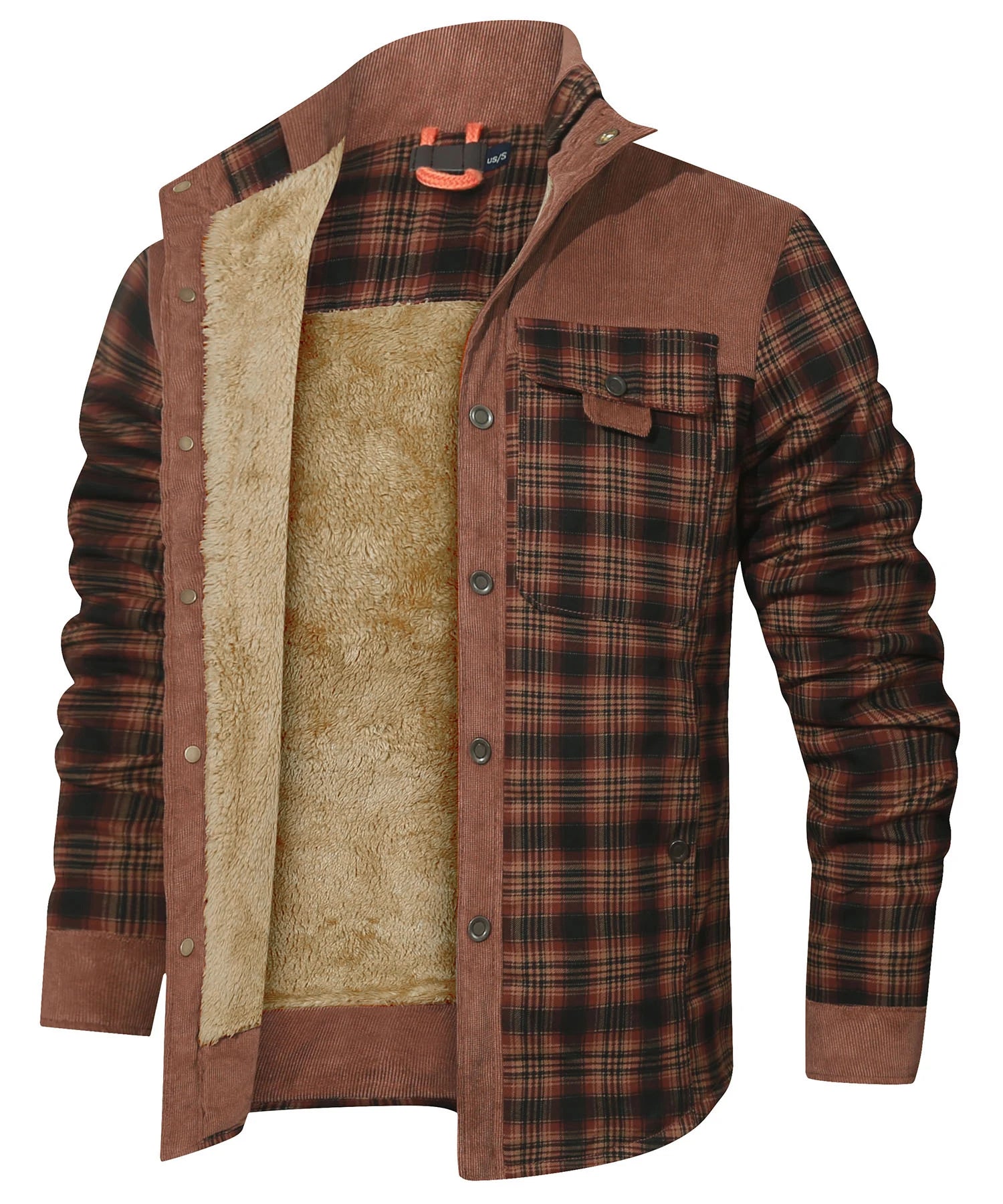 Vinterjakke Herre Plaid Sherpa Foderet Flannel 11