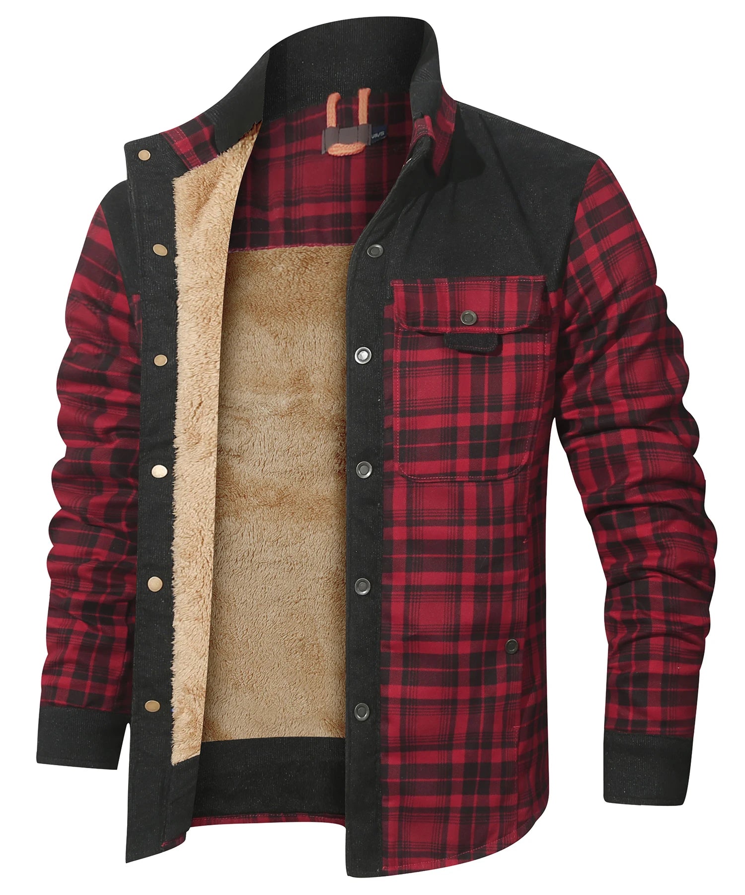 Vinterjakke Herre Plaid Sherpa Foderet Flannel 6