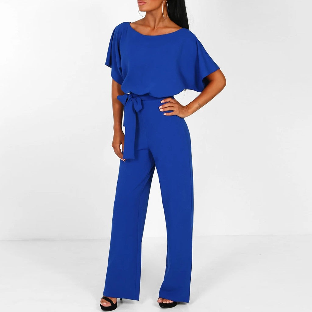 Dame Jumpsuit Elegant Flatterende Polyester med Lace-Up Talje-4