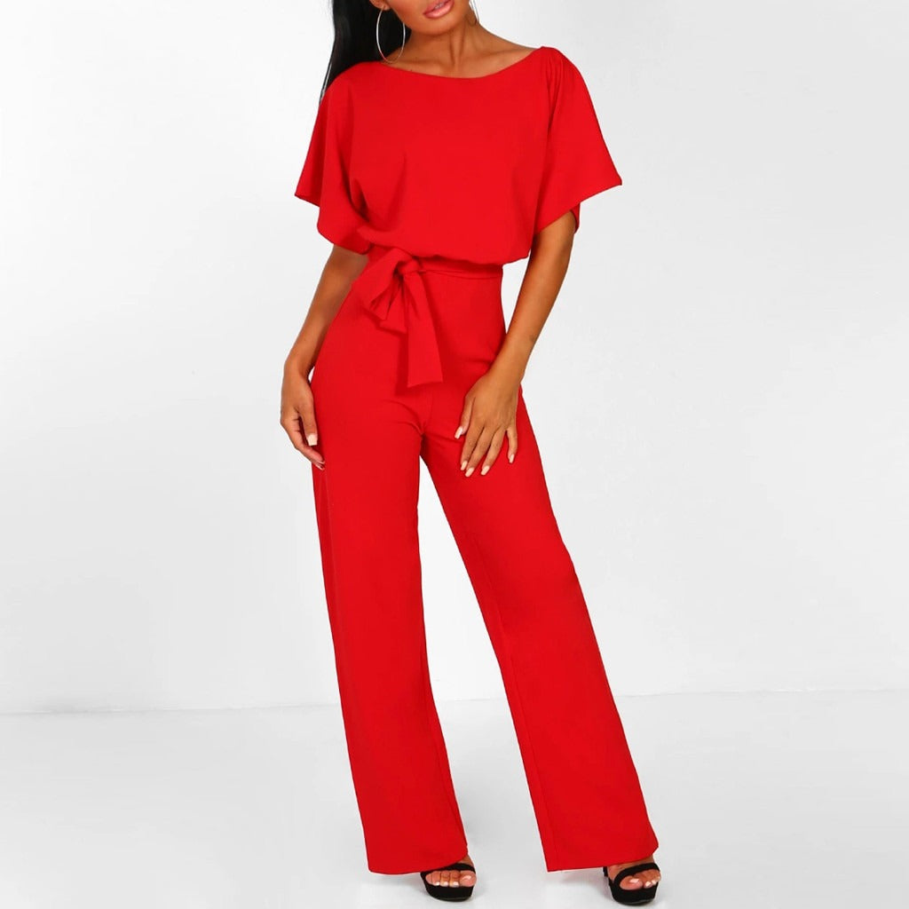 Variant image for Dame Jumpsuit Elegant Flatterende Polyester med Lace-Up Talje-36