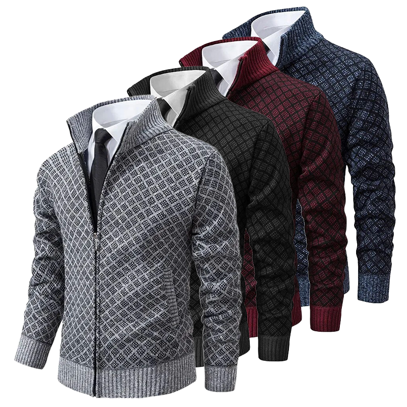 Herre Cardigan Jacquard Blød Stof til Mænd-5
