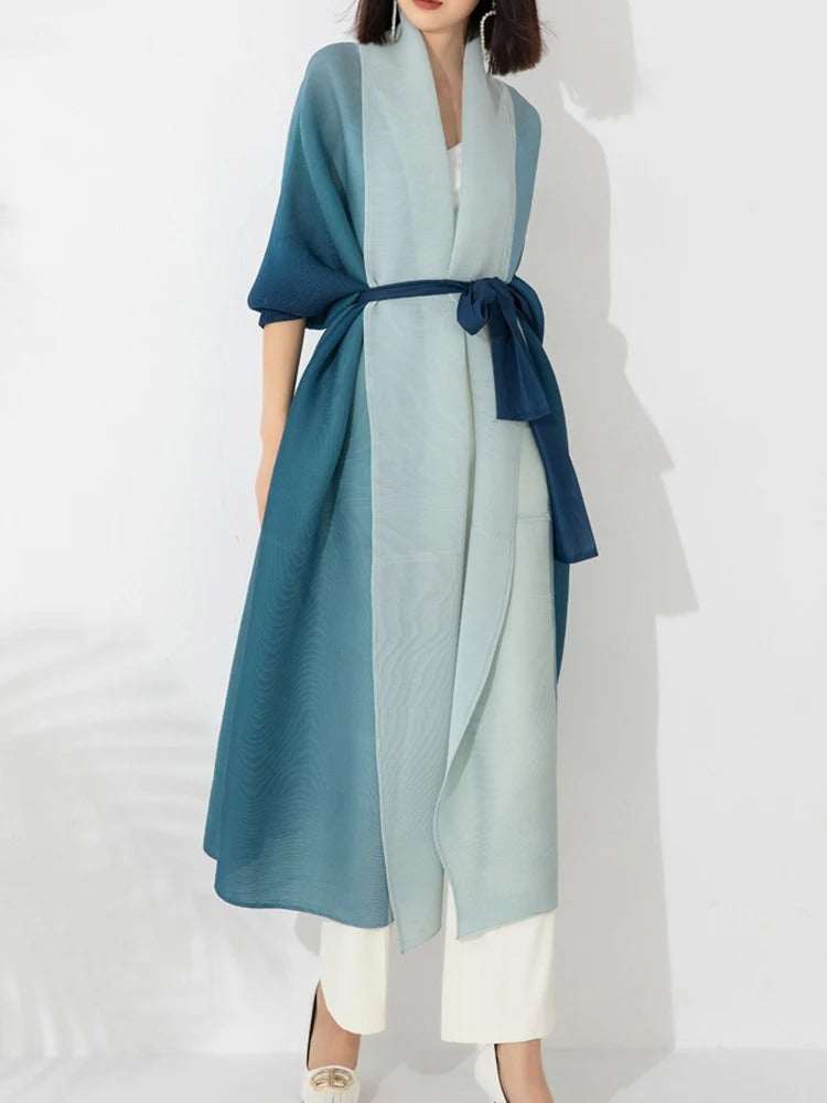 Plisseret trenchcoat med gradient til kvinder