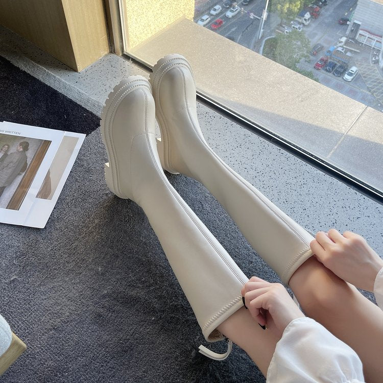 Lange læderstøvler til kvinder