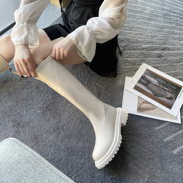 Lange læderstøvler til kvinder