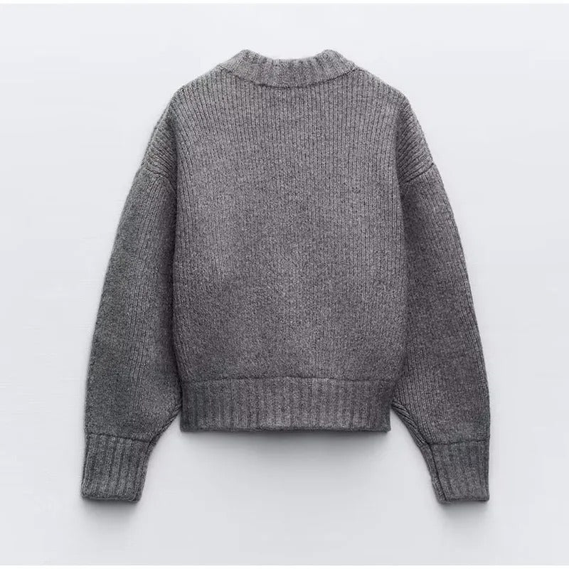 Langærmet sweater med lynlås til kvinder