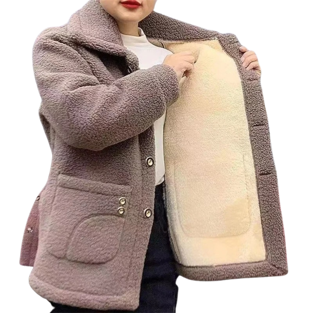 Vinterfrakke i tyk fleece til kvinder