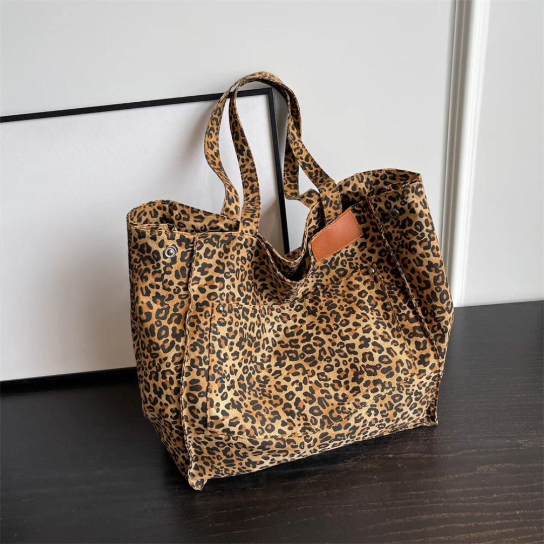 Overdimensioneret skuldertaske med leopardprint