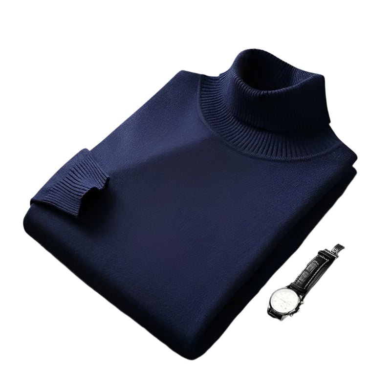 Herre Turtleneck Sweater Blød Bomuldsblanding Klassisk Design