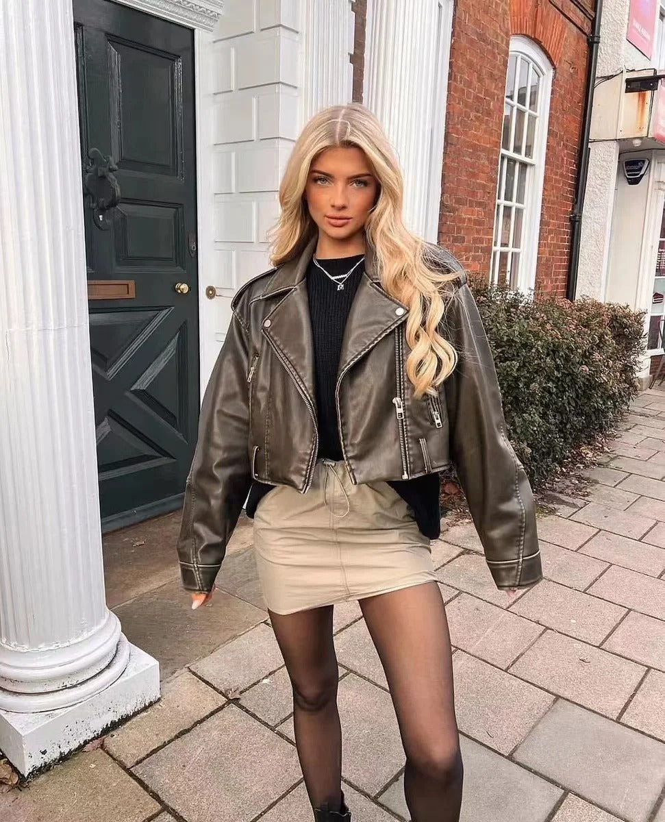 Vintage læderjakke til kvinder