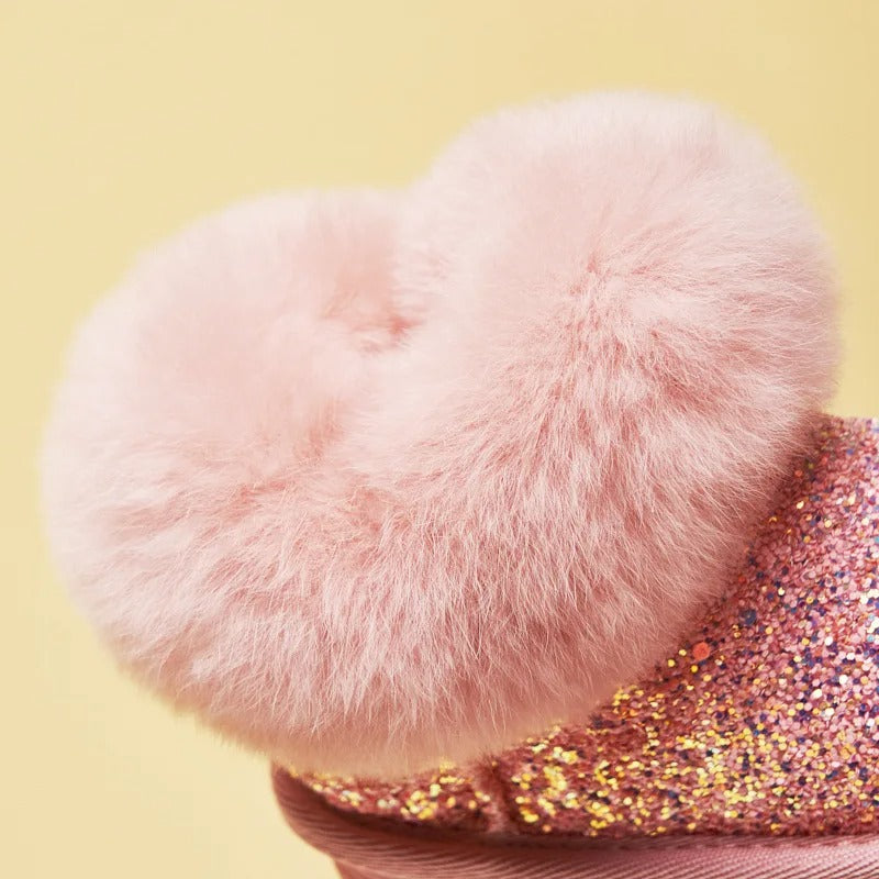 Børn varme plys-snestøvler med blød bund