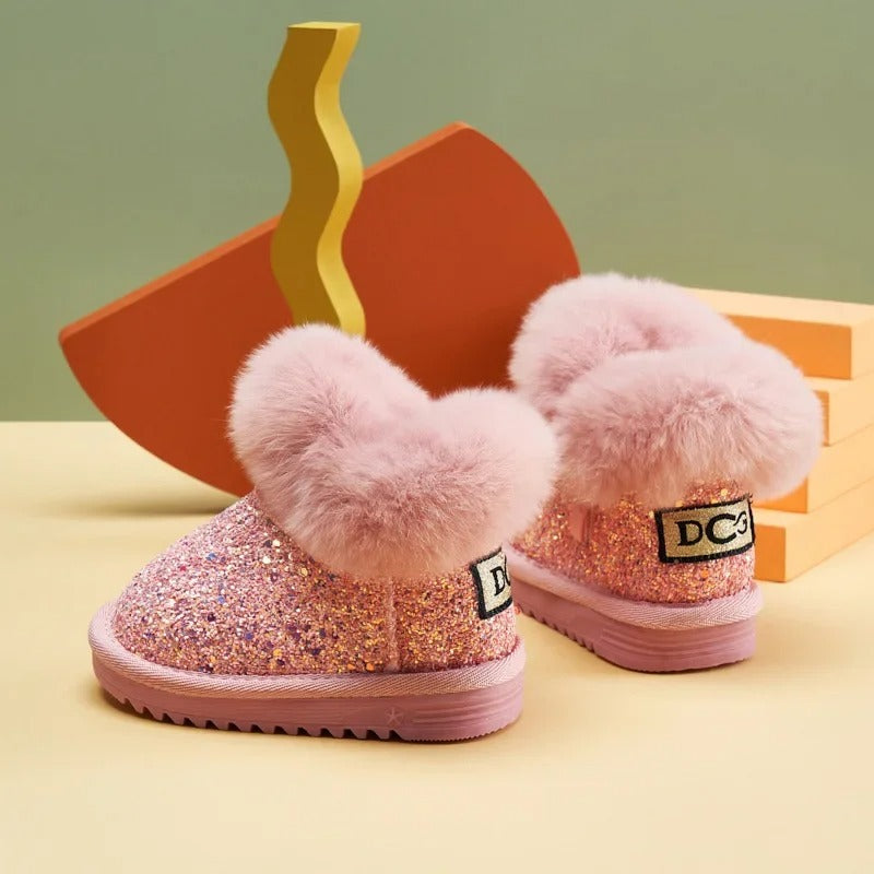 Børn varme plys-snestøvler med blød bund