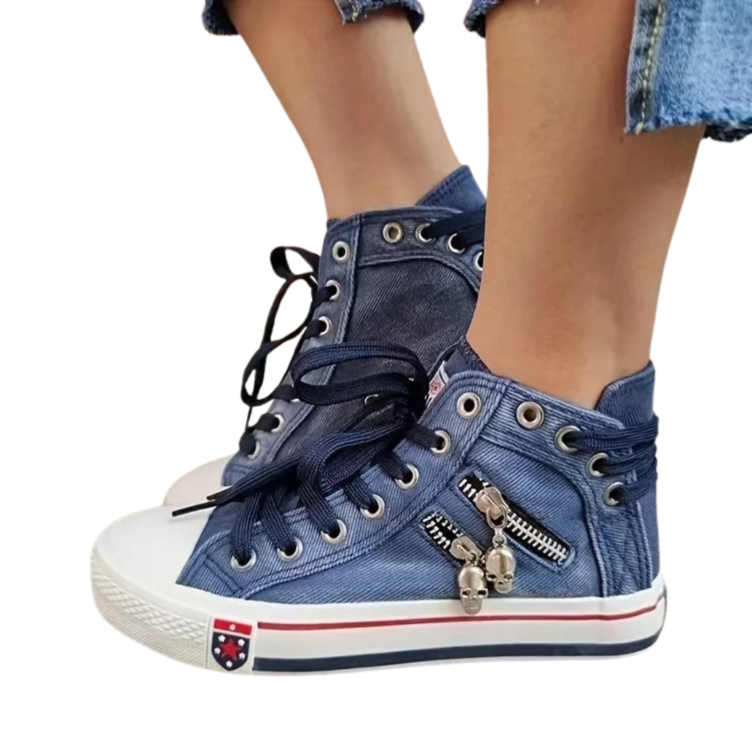 Denim Hi-Top Sneakers til kvinder
