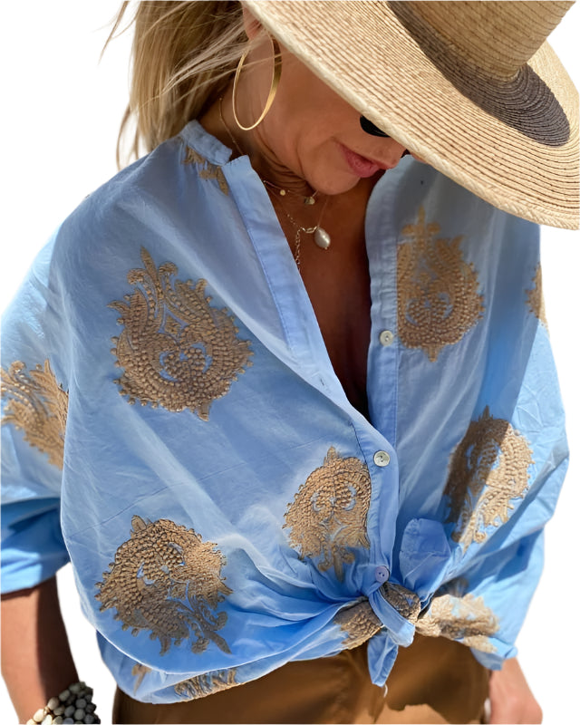 Kvinders Bluse Trendy Design og Bomuldsblanding