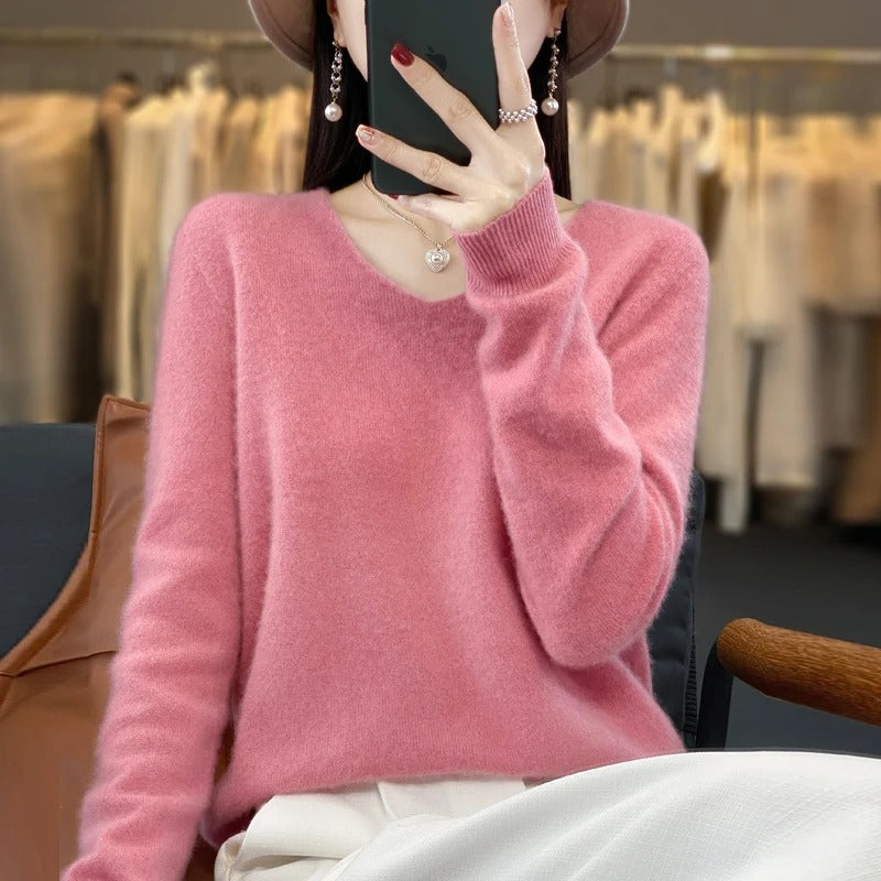 Uldtrøje med V-hals til kvinder