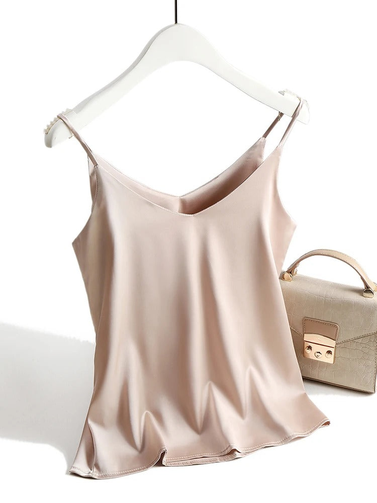 Dame satin silke tanktops