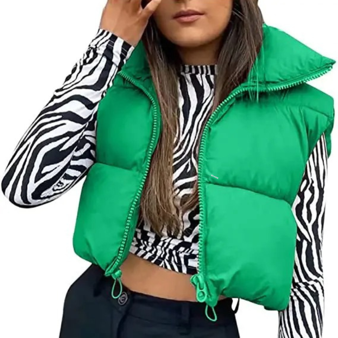 Cropped Puffer Vest til kvinder
