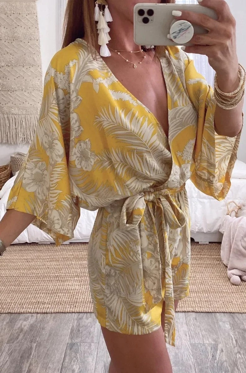 Damer Romper Løs Pasform Dyb V-hals 4