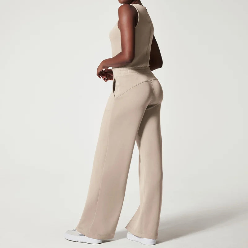 Kvinder Jumpsuit Sort Elegant Letvægtsstof-1