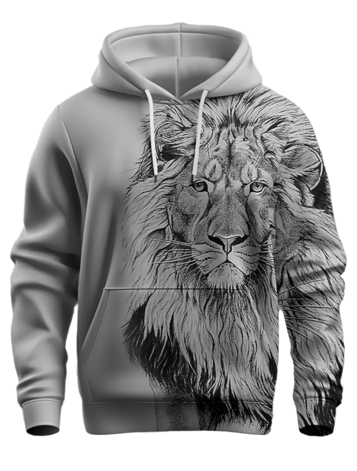 Hoodies Mænd Løve Design Casual 100% Bomuld-1