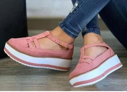 T-Strap Wedge Platform til kvinder