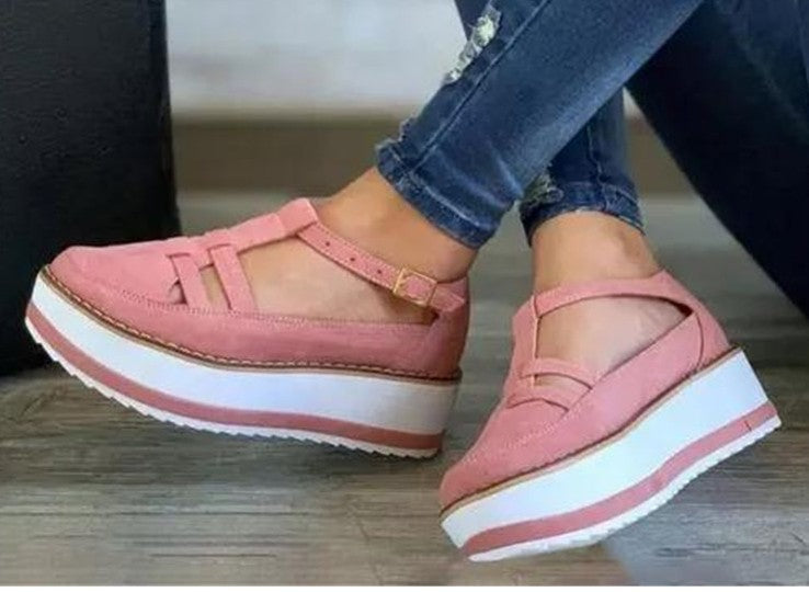 T-Strap Wedge Platform til kvinder