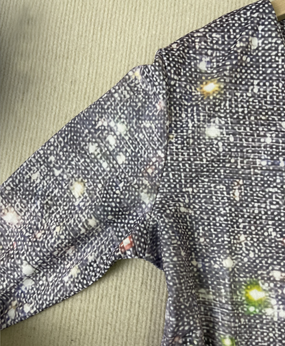 Kvinders Top V-hals Lange Ærmer Metallisk Polyester Spandex 4