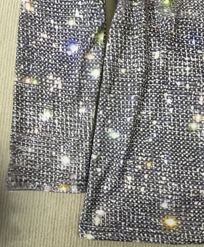 Kvinders Top V-hals Lange Ærmer Metallisk Polyester Spandex 3