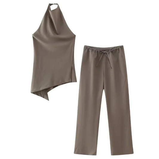 Chic Halter Top & Bukser Sæt