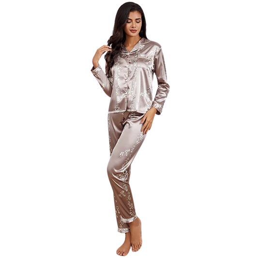 Elegant langærmet pyjamassæt til kvinder