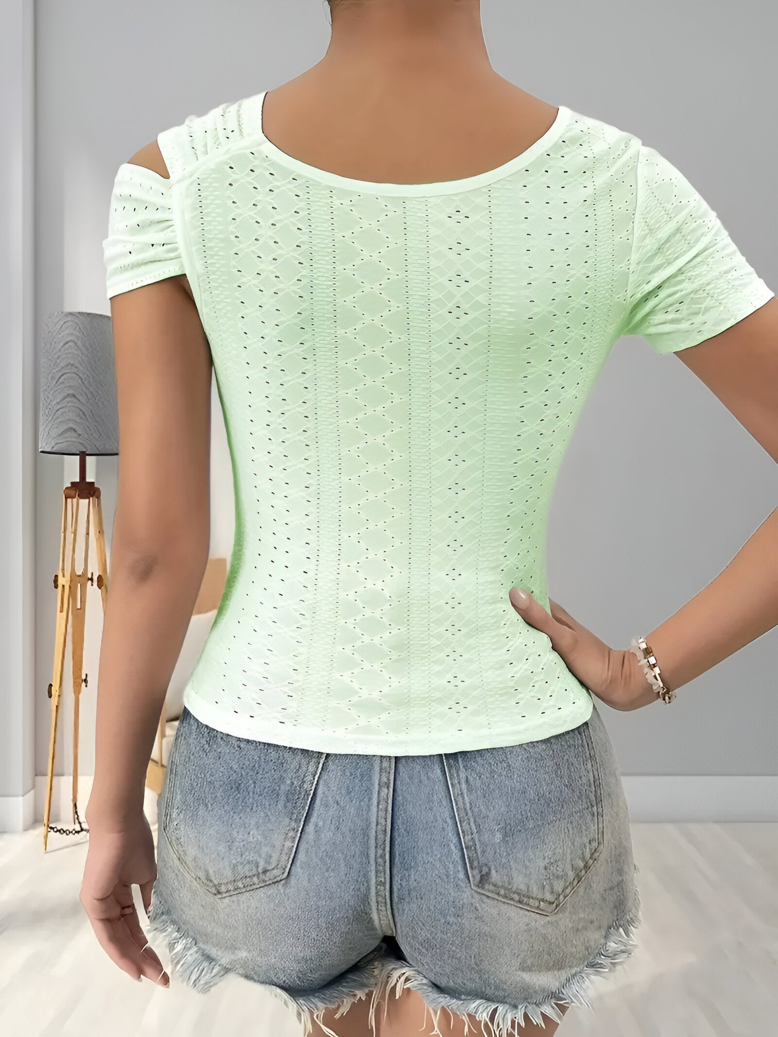 Dame Asymmetrisk Bluse Blødt Stof Moderne Design-4
