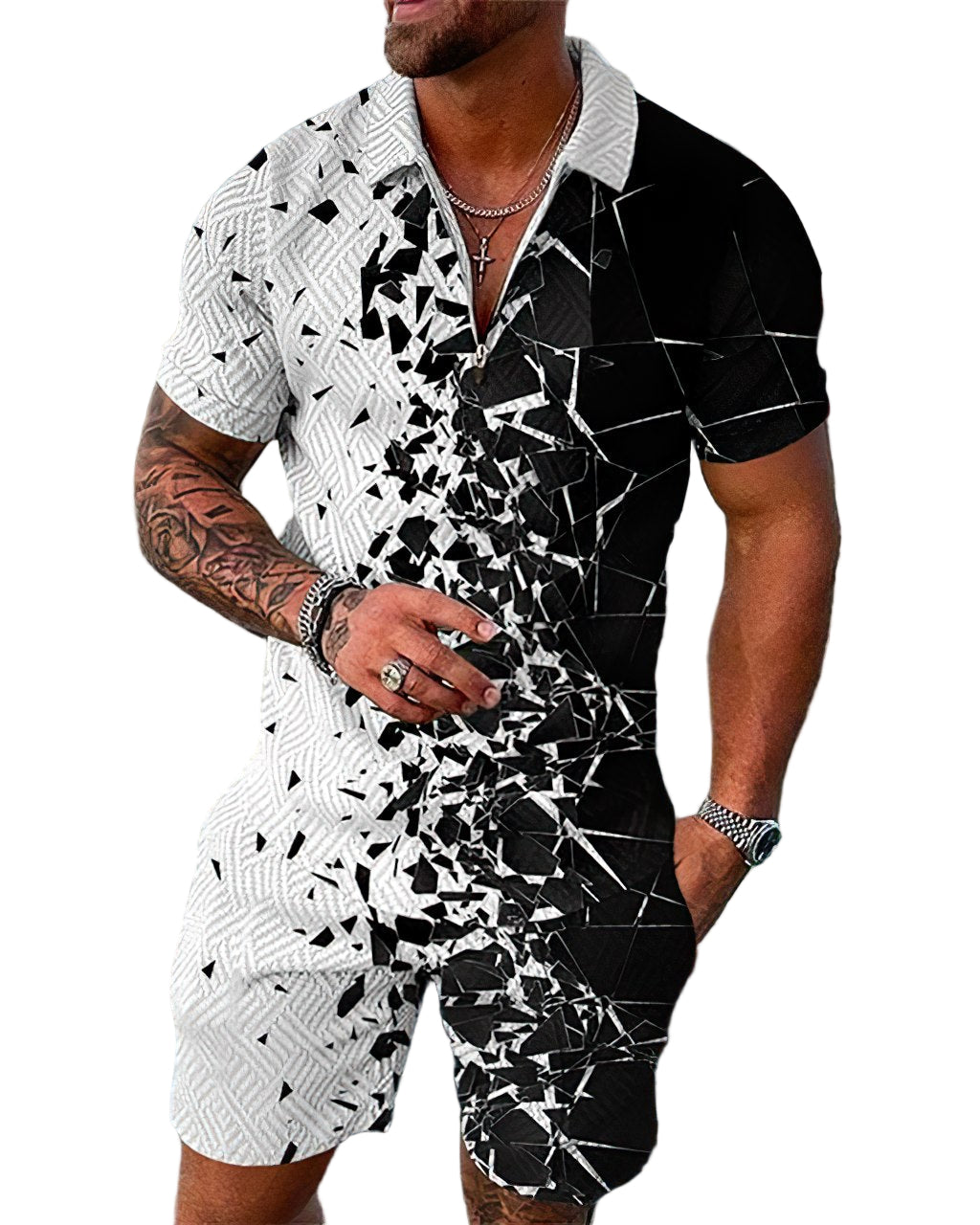 Herre To-delesæt Casual Gohan Trykt Blødt Stof