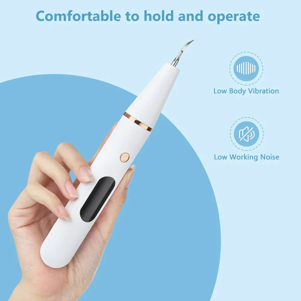 Unisex Ultrasonic Tooth Cleaner Effective Gentle Plaque Removal Plastic Metal-3
