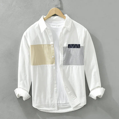 Herre Skjorte Patchwork Afslappet Bomuld