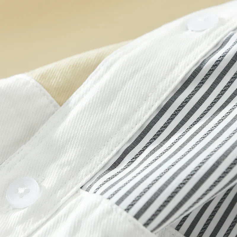 Herre Skjorte Patchwork Afslappet Bomuld