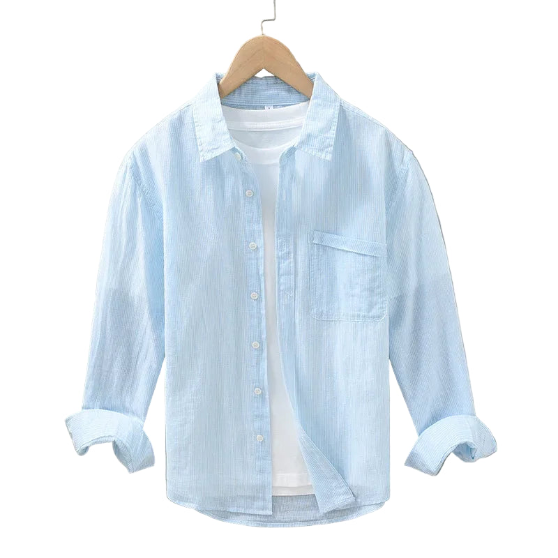 Herre Linned Skjorte Kortærmet Casual Stil Åndbar 1