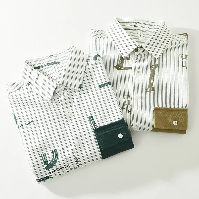 Herre Skjorter Stribet Afslappet Bomuld