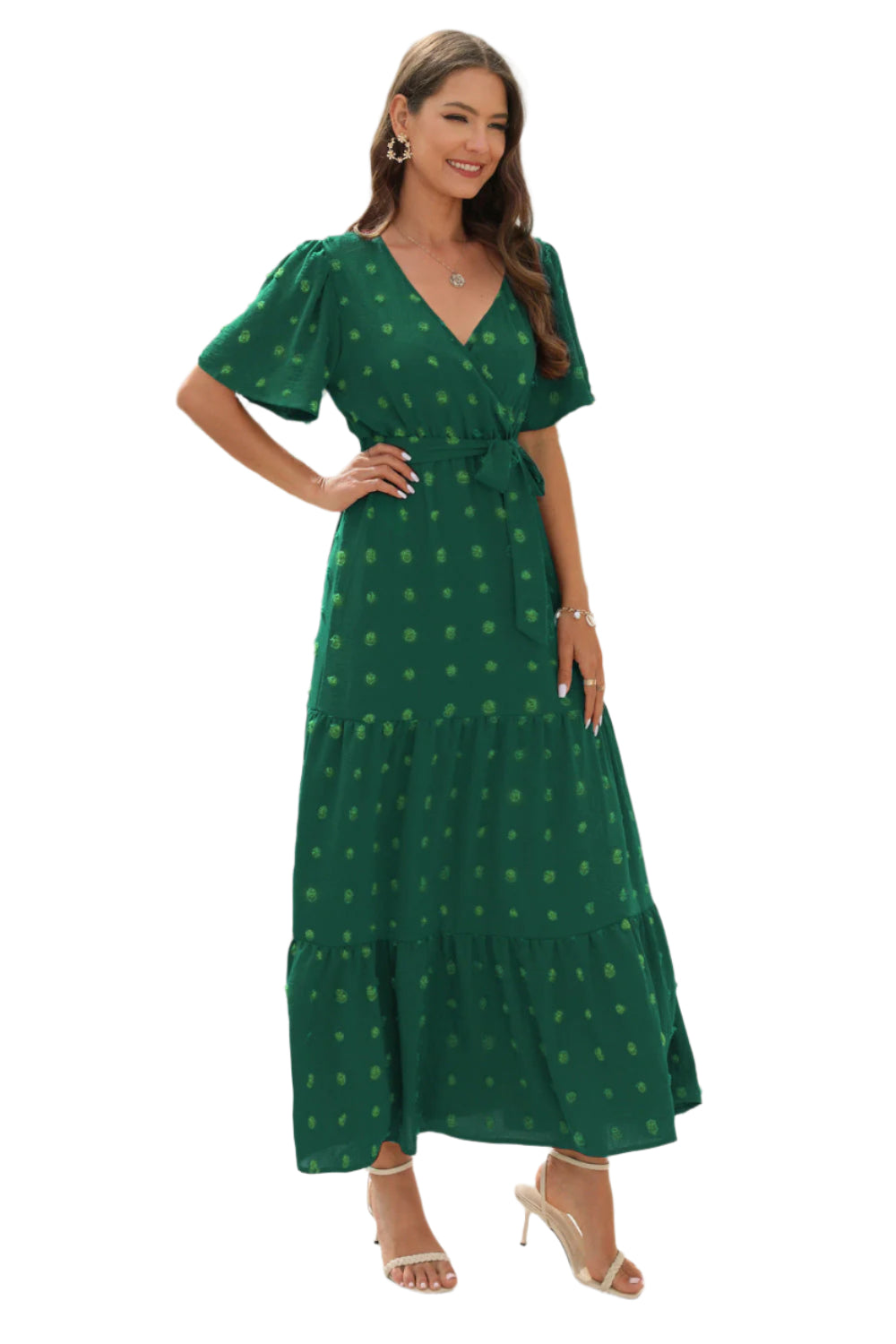 Festkjoler til Damer Midi Sommerkjole Korte Ærmer 100% Bomuld-1