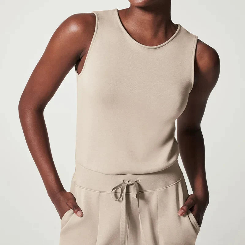 Kvinder Jumpsuit Sort Elegant Letvægtsstof-3