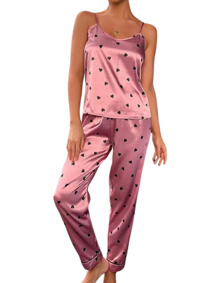 Pyjamas-sæt i satin til kvinder