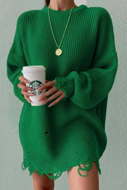 Dame Sweater Afslappet O-hals 100% Bomuld Striktrøjer Dame 2