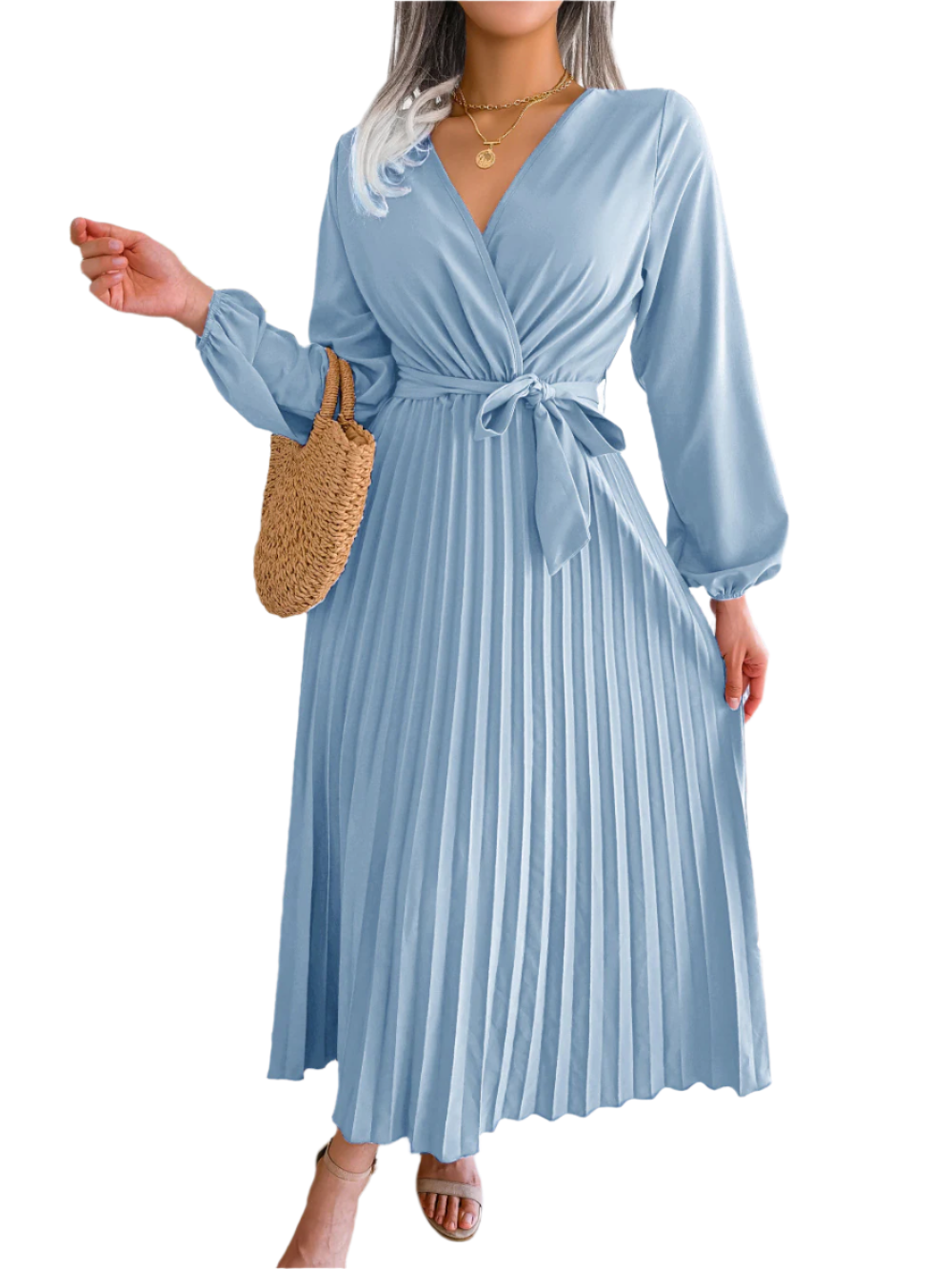 Kvinders Kjole Monokrom Ståkrave Polyester-1